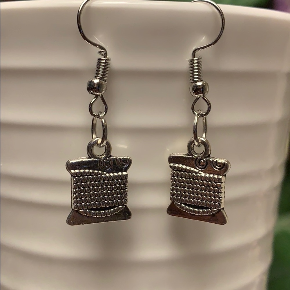 Silk Cord Sewing Thread Dangling Earrings
